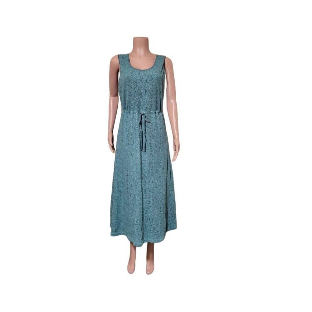 Pulp sleeveless scoop neck dragonfly textured pattern tie waist maxi dress size